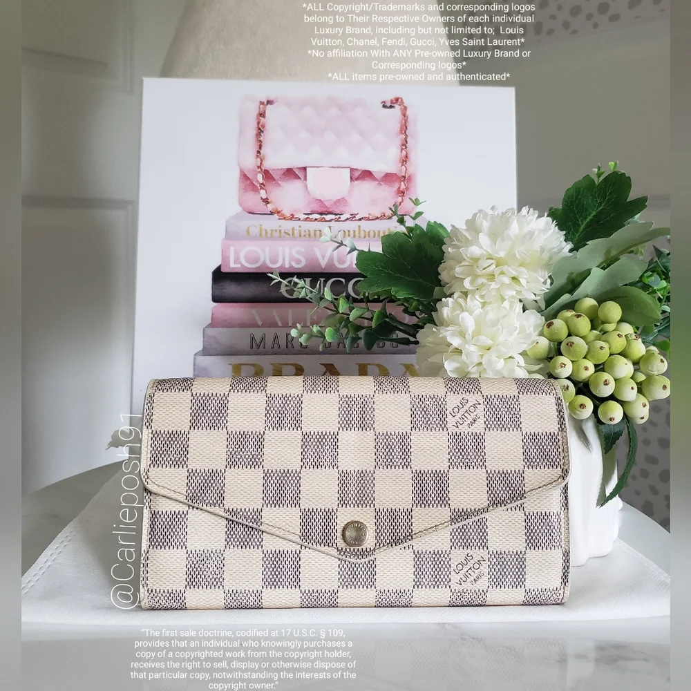 **SOLD** Authentic Pre-owned Louis Vuitton Damier Azur Sarah Flap Wallet - Picture 1 of 15